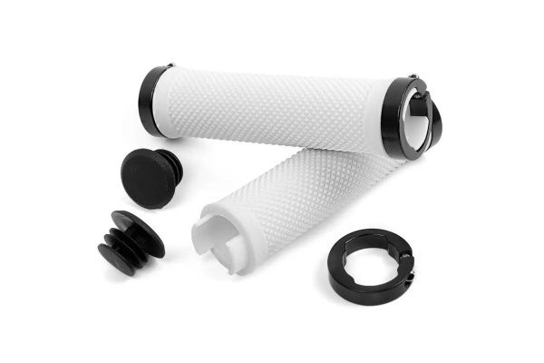 Грипсы с металлическими зажимами, длина 129мм, белые, зажим черный, H-G 119 White/Black